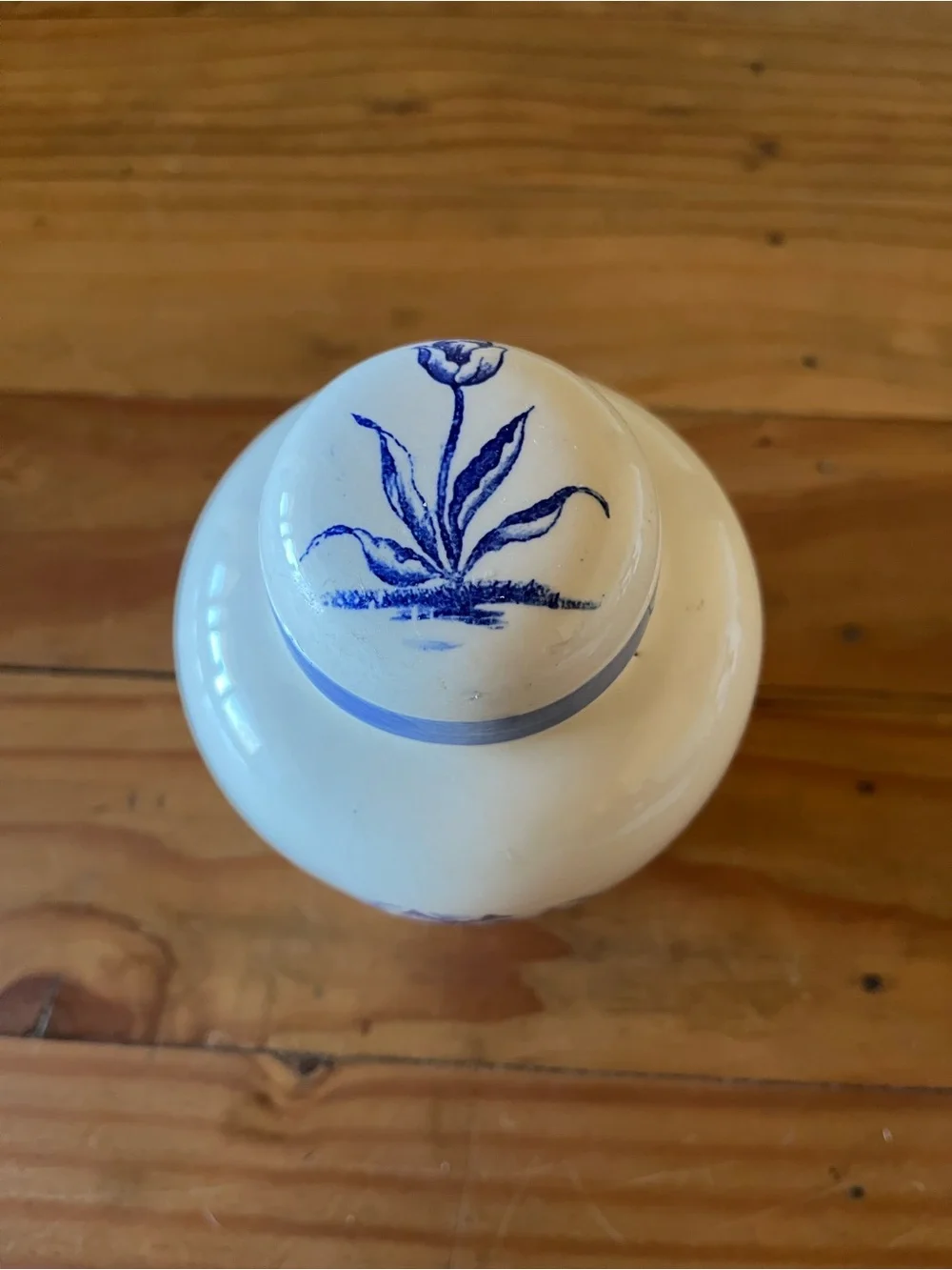 Vintage Hand Painted Windmill Jar w/Lid